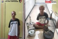 Terduga pelaku ES als Edi Buntung (34) karena diduga mencuri burung Kutilang dan Kecial Kuning. (Foto: Polresta Mataram)