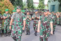 Panglima TNI Jenderal TNI Agus Subiyanto, SE., M.Si., melakukan kunjungan kerja di Makorem 162/WB jalan Lingkar Selatan Kelurahan Pagutan, Kota Mataram, Selasa (21/05/2024).