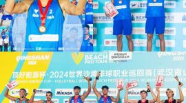 Kolase Sofyan Rachman Efendi ,NTB bersama Bintang Akbar dari Jawa Timur pada Kejuaraan Dunia Volley Ball World Beach Pro Tour 2024, yang diselenggarakan di China (Mamiq Sahaya)