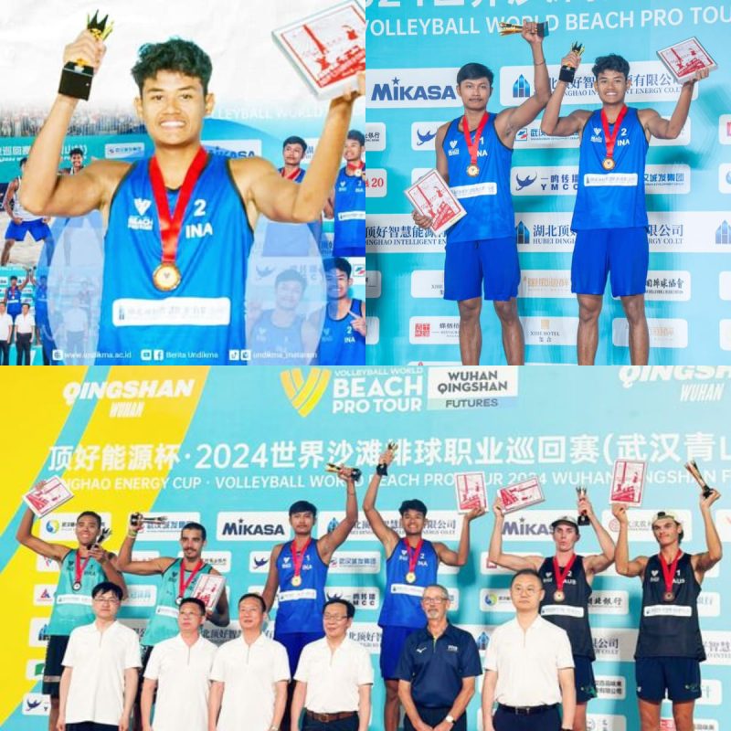 Kolase Sofyan Rachman Efendi ,NTB bersama Bintang Akbar dari Jawa Timur pada Kejuaraan Dunia Volley Ball World Beach Pro Tour 2024, yang diselenggarakan di China (Mamiq Sahaya)