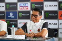 Deputi 3 Bidang Pembudayaan Olahraga Kementerian Pemuda dan Olahraga (Kemenpora),
Rudy Sufahriadi saat dalam jumpa pers di Media Center Sirkuit 
Selaparang, Minggu (07/07/2024).