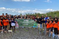 Sebanyak 50 peserta melakukan penanaman pohon mangrove di pulau kaung, Kecamatan Buer, Kabupaten Sumbawa pada Jumat (19/07/2024). Foto (Nanda Bayu Dermawan).