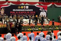 Tim Karate Polda Nusa Tenggara Barat (NTB) dalam ajang bergengsi National Open Karate Championship Kapolri Cup 2024 yang digelar di GOR Laga Tangkas Pakansari, Bogor, dari tanggal 26 hingga 28 Juli 2024.