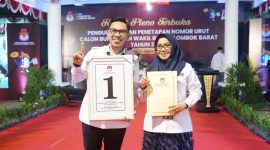 pasangan calon Bupati dan Wakil Bupati Kabupaten Lombok Barat, Nauvar Furqoni Farinduan-Khaeratun yang akrab disebut “Rintun” mendapatkan nomor urut satu (1). Foto (Ist).