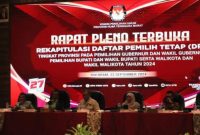 Rapat pleno penetapan DPT Pilkada NTB di Hotel Lombok Astoria Mataram, Minggu (22/9/2024) malam.