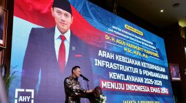Menteri Koordinator Bidang Infrastruktur dan Pembangunan Kewilayahan, Agus Harimurti Yudhoyono (Menko AHY), menyampaikan bahwa pembangunan infrastruktur menjadi salah satu kunci untuk mewujudkan Indonesia Emas 2045, Jakarta, Jum'aat (8/11/2024). Foto. Humas Kemenko Infrastruktur.