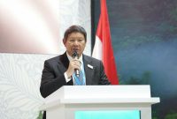 Utusan Khusus Presiden Republik Indonesia dalam COP29, Hashim Djojohadikusumo memberikan keynote speech di sesi talkshow CEO Climate Talks bertajuk 