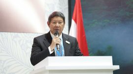 Utusan Khusus Presiden Republik Indonesia dalam COP29, Hashim Djojohadikusumo memberikan keynote speech di sesi talkshow CEO Climate Talks bertajuk 