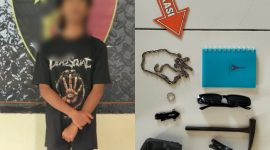 Terduga pelaku MPA, pria 26 tahun, asal Pujut Lombok Tengah diduga melakukan pencurian di kost-kostan. Foto: (Humas Polresta Mataram).