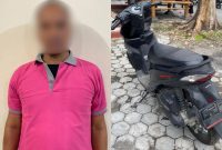 Foto tersangka bersama barang bukti. Foto (humas Polresta Mataram).