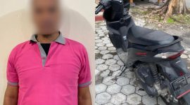 Foto tersangka bersama barang bukti. Foto (humas Polresta Mataram).