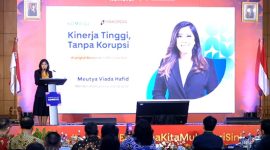 Menkomdigi Meutya Hafid dalam Peringatan Hakordia 2024 di Jakarta (cuplikan YouTube Kemkomdigi)