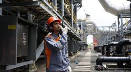 Pembangkit Listrik Tenaga Mesin Gas dan Uap (PLTMGU) Lombok Peaker di Mataram. Foto (Humas PLN NTB).