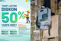 Kolase Diskon 50% dengan kWh meter listrik pelanggan. Foto (BERBAGINEWS.COM)