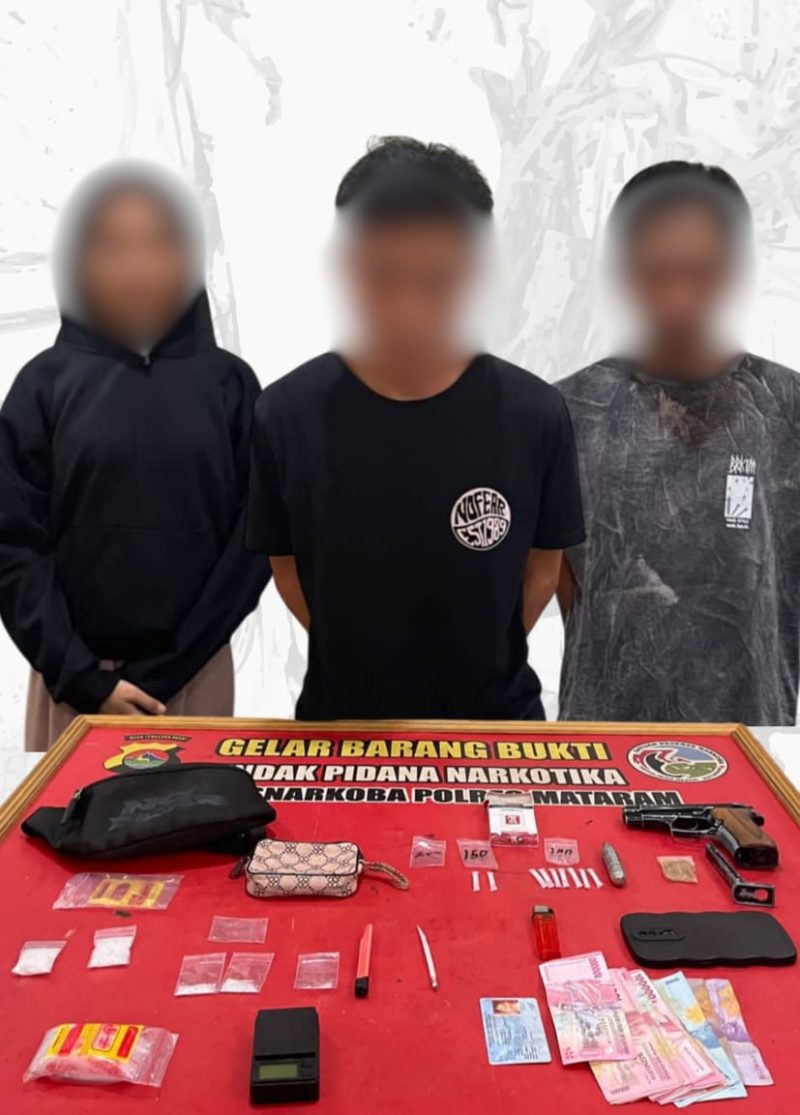 Tiga Terduga Pengedar dan Penyalahguna Narkoba Diamankan Satresnarkoba Polresta Mataram. Foto (Humas Polresta Mataram).