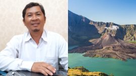 Kolase : Kabid Kelembagaan Dinas Pariwisata NTB, Mawardi dan Destinasi Wisata Gunung Rinjani. (SAHAYA)