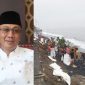 Kolase: anggota DPR RI dari Partai Nasdem, H. Fauzan Khalid dan pemasangan tanggul sementara untuk mengatasi abrasi yang terjadi di Kampung Bugis Ampenan. (Fotojet/GONTB).