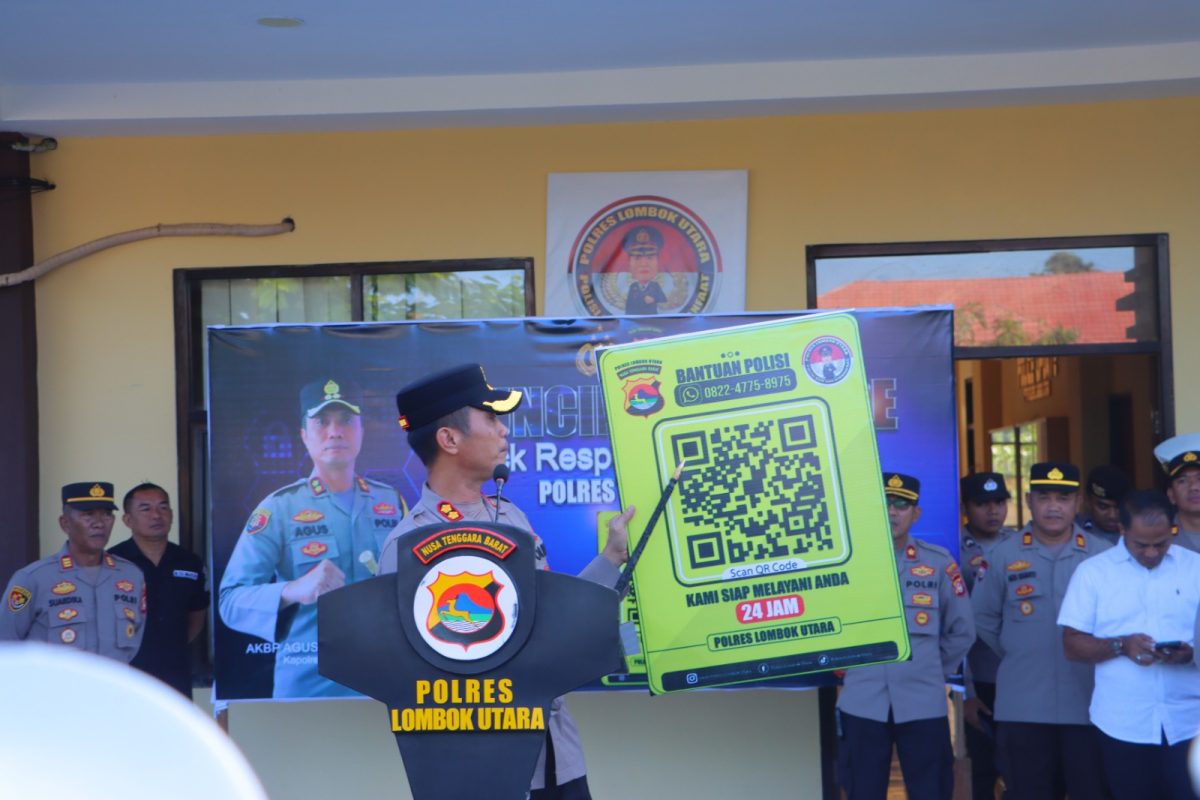 Polres Lombok Utara Lounching Aplikasi Barcode untuk quick respon  dalam memberikan pelayanan kepada masyarakat. Foto (Doc.Ist)