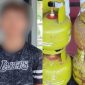 Kolase Terduga pelaku BRP (17) bersama barang bukti tabung gas. Foto (Humas Polresta Mataram).