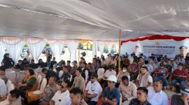 Pelaksanaan Groundbreaking Gudang Pangan Polri yang digelar bersamaan dengan Panen Raya Serentak di Kecamatan Moyo Utara, Kabupaten Sumbawa, Nusa Tenggara Barat (NTB), Kamis (5/6). Kegiatan ini turut terhubung secara virtual dengan Presiden Republik Indonesia dan Kapolri, menandai langkah nyata dalam memperkuat ketahanan pangan nasional. Foto (PLN NTB)