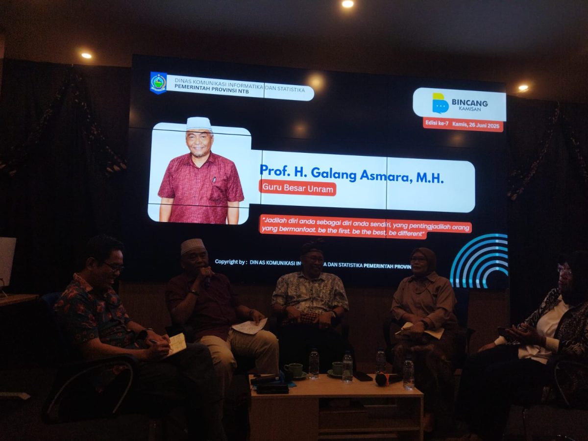 Bincang Kamisan, 26 Juni 2025 dengan narasumber Direktur Institut Perempuan untuk Perubahan Sosial (inspirasi) NTB, Nurjanah , Guru Besar Universitas Mataram (Unram), Prof. Galang Asmara. Foto (Dedi Suhadi/gontb).
