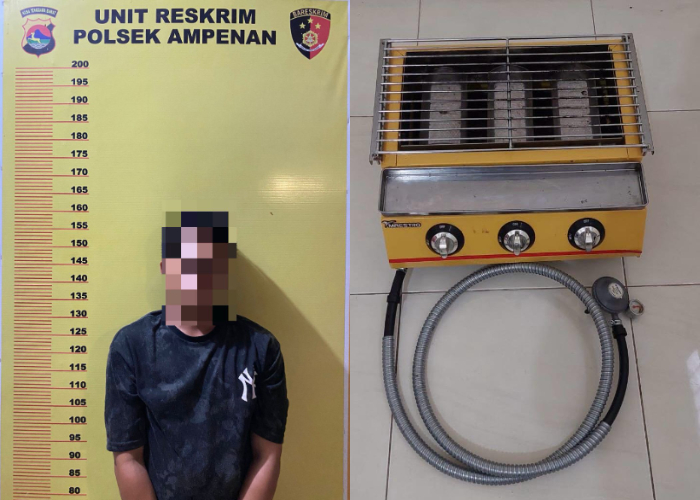 Kolase terduga pelaku pencurian bersama barang hasil curian. Foto (Polresta Mataram).