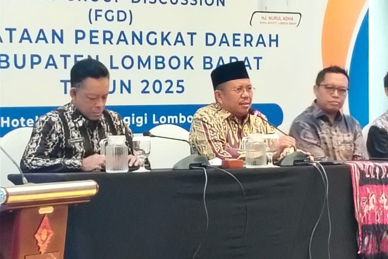 
Bupati Lombok Barat H. Lalu Ahmad Zaini (LAZ) saat menghadiri kegiatan Forum Group Discussion (FGD) Penataan Perangkat Daerah Kabupaten Lombok Barat di Ballroom Aruna Senggigi, Kecamatan Batulayar, Kamis 10 Juli 2025