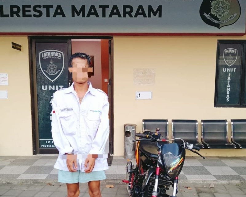 Terduga pelaku pencurian MM (30), warga Kecamatan Sekarbela, Kota Mataram. Foto (Humas Polresta Mataram).