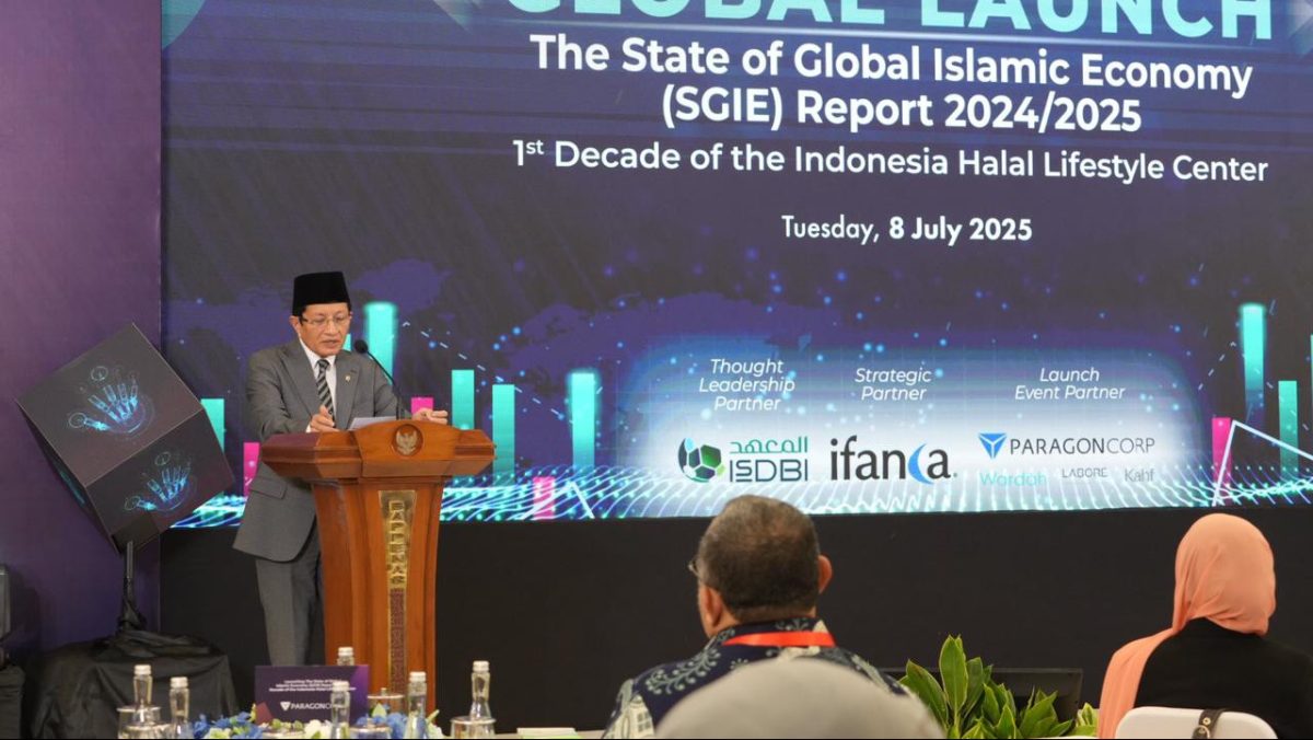 Menteri Agama Nasaruddin Umar dalam peluncuran SGIE Report 2024/2025. (Foto: Akmalul Iman)