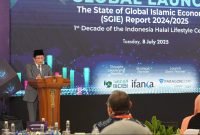 Menteri Agama Nasaruddin Umar dalam peluncuran SGIE Report 2024/2025. (Foto: Akmalul Iman)