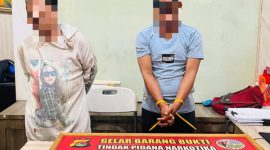 Terduga pelaku pengedaran Narkotika, AS dan S alias D, yang dimankan pada Jum'at (19/9/2025) malam sekitar pukul 19.30 Wita. Foto (Polresta Mataram)