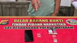 RS (39), warga Lingkungan Karang Bagu, Kecamatan Cakranegara, Kota Mataram, diamankan dalam operasi pengungkapan tindak pidana narkotika yang digelar pada Minggu (14/06/2026).